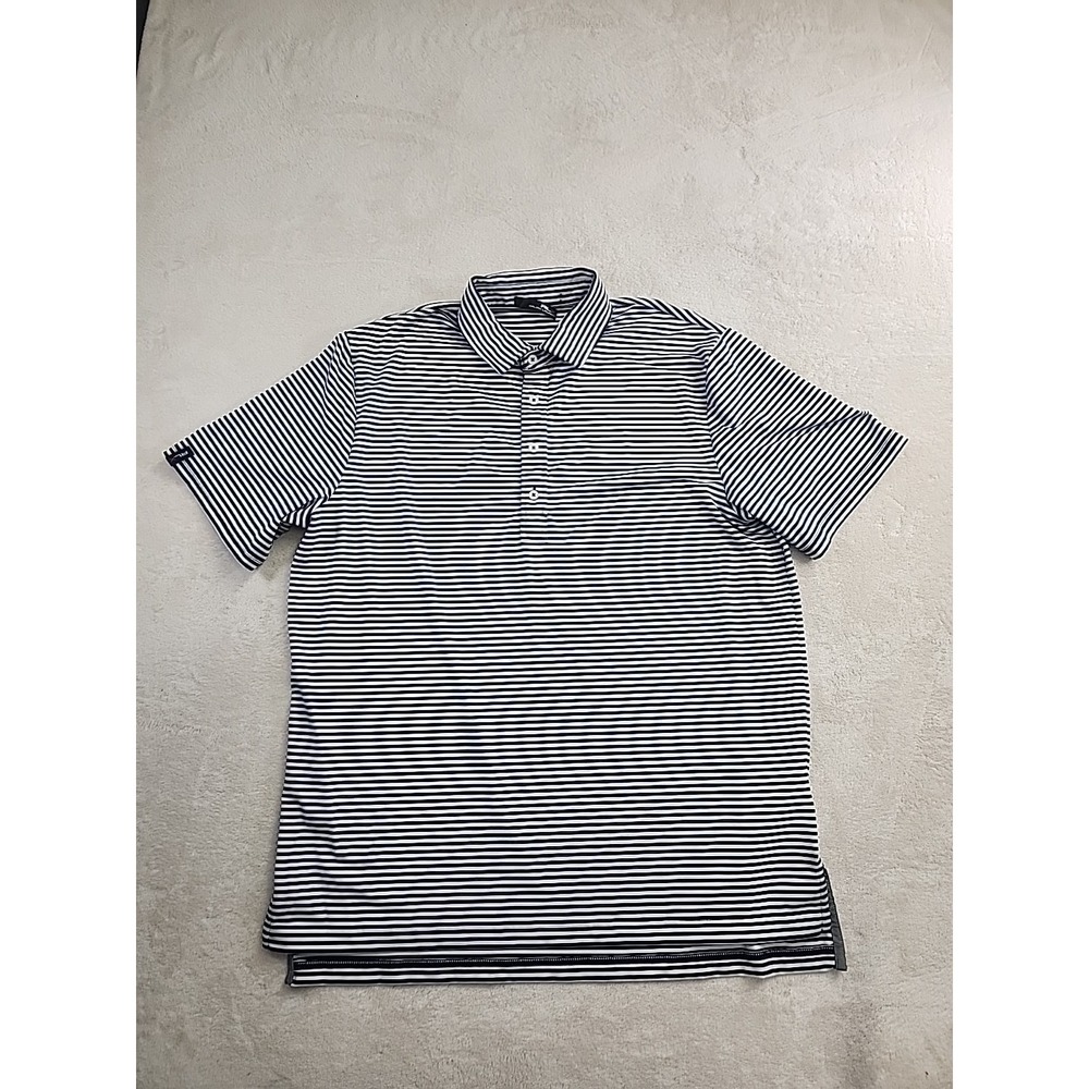 RLX Polo Shirt Mens XL Blue Stripe Stretch Jersey Golf Casual Performance Top